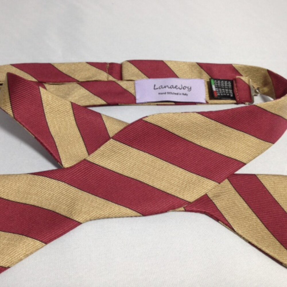 NEW Lanae Joy Silk Adjustable Bow Tie Bowtie / Maroon Gold / Privat…